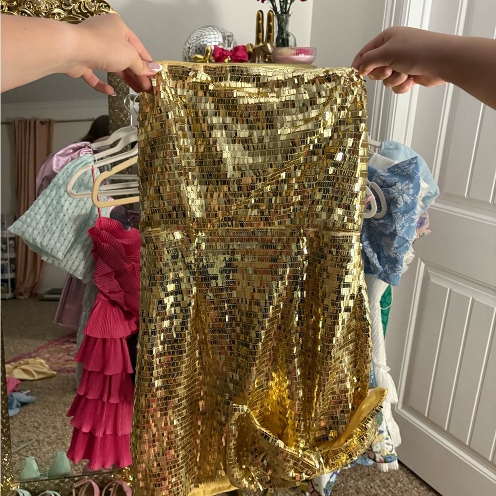 REVOLVE Gold Sequin Mini Dress